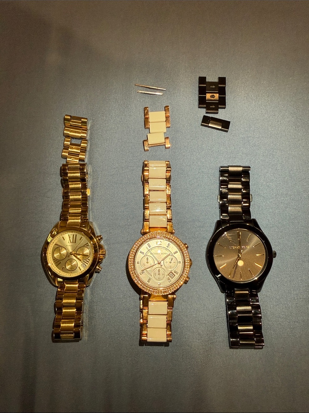 Michael kors Tri Pack 3 watches GOLD, RODE GOLD , BLACK STAINLESS